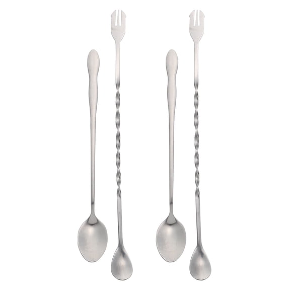 FOMIYES 4Pcs Stainless Steel Bar Spoon Multi-Function Cocktail Stirrer for Home