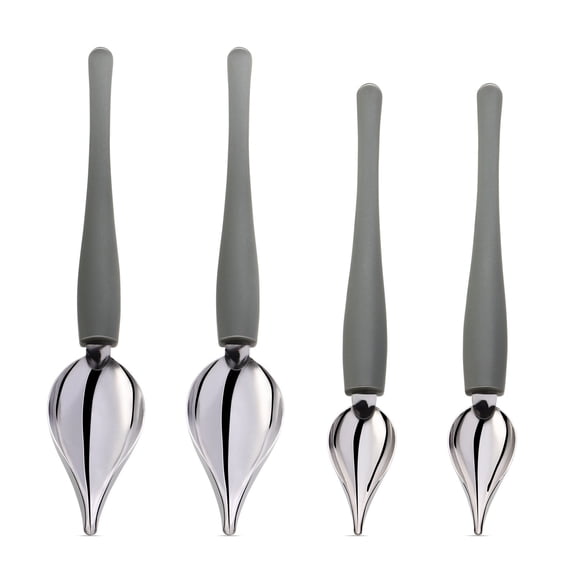 Raindrops 4Pcs Small Drizzling Spoon Set for Home Cooking Silver Light Grey Kitchen Gadgets