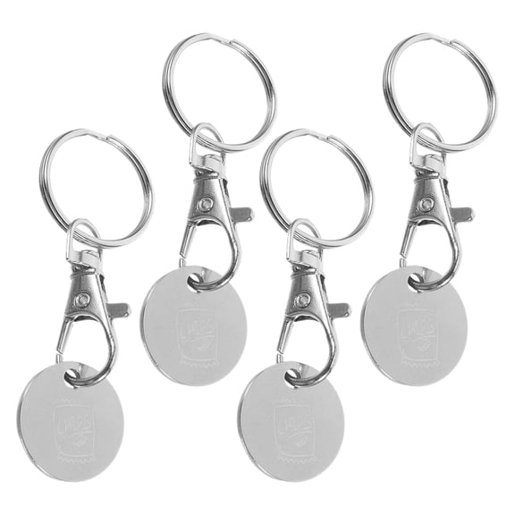 Raindrops 4-Pack Stainless Steel Shopping Cart Tokens with Keychain Attachment for Family Use and Convenient Shopping