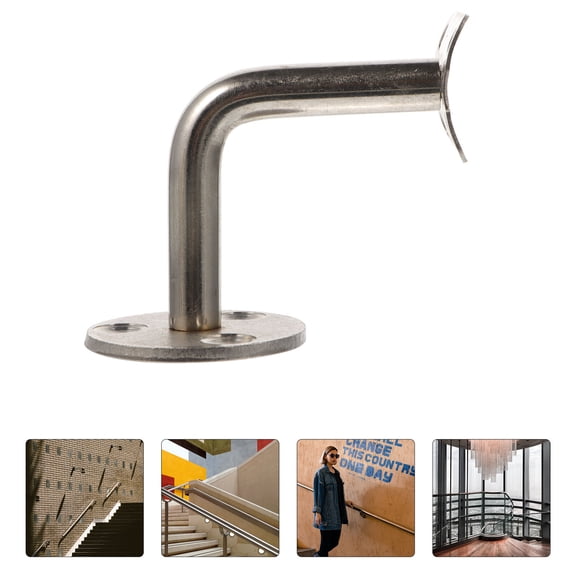 Raindrops 4Pcs Stair Handrail Fixed Support Accessories Silver Stainless Steel L Shaped for Fire Corridors 2.6x2.6x1.8in