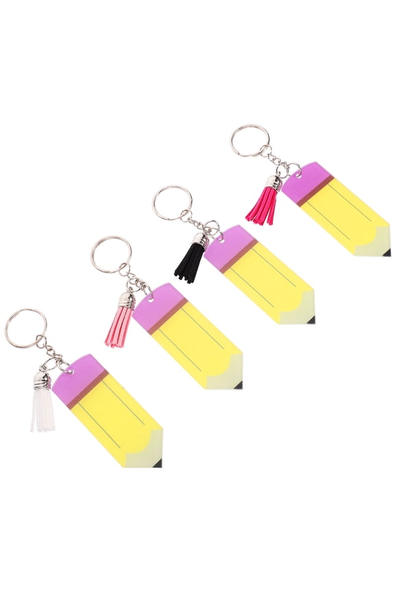 FOMIYES 4Pcs Adorable Acrylic Pencil Keychain with Tassel Back to School Decoration for Backpack