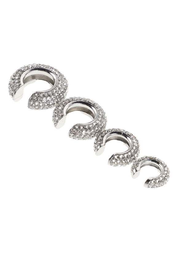 4Pcs Clip on Ear Cuffs White Dazzling Non Piercing Ear Jewelry for Parties