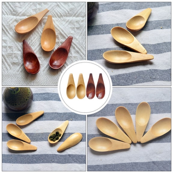 FOMIYES 4Pcs Wooden Bath Salt Spoons Small Smooth Edge Multipurpose Kitchen Supplies