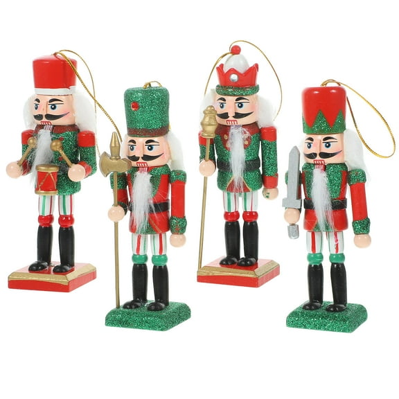 Raindrops 4Pcs The Nutcracker Decor Wooden Soldier Pendants for Christmas Tree and Car Decoration