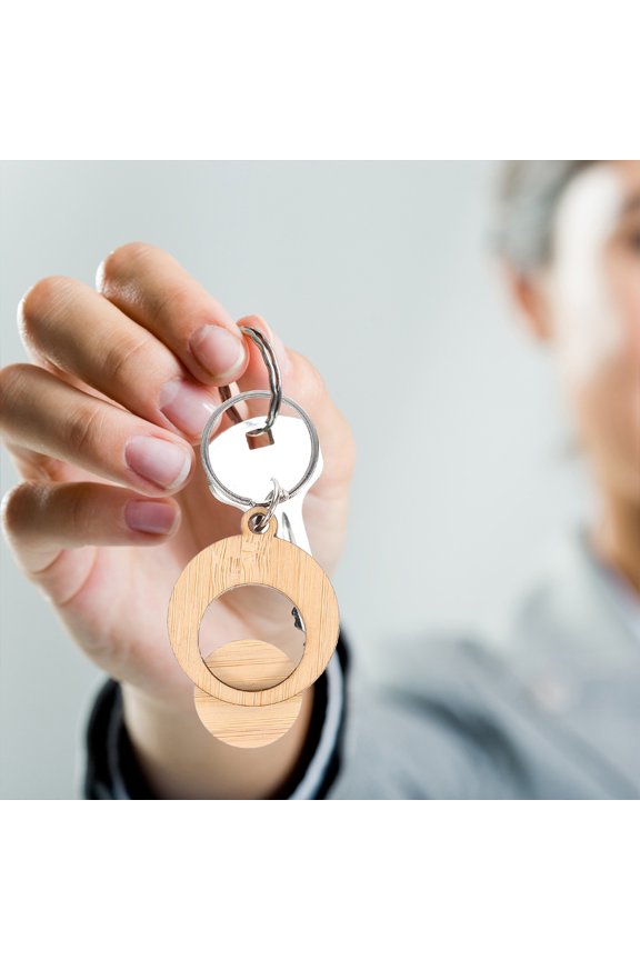 4Pcs Trolley Coin Keyring Brown Wood Practical for Car Keys