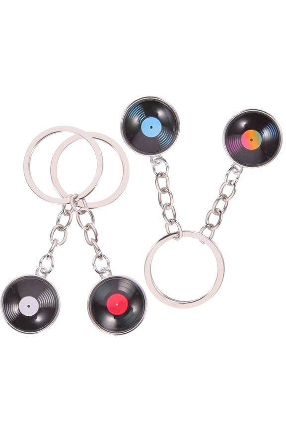 Creative Vinyl Record Keychain Durable Metal Bag Ornament 4Pcs