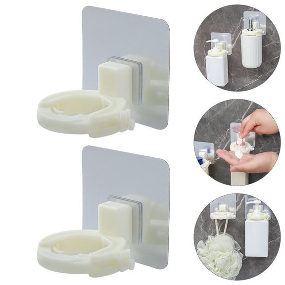 FOMIYES 4Pcs Shower Gel Bottle Hanger White Self Adhesive Hook for Bathroom Shampoo Storage