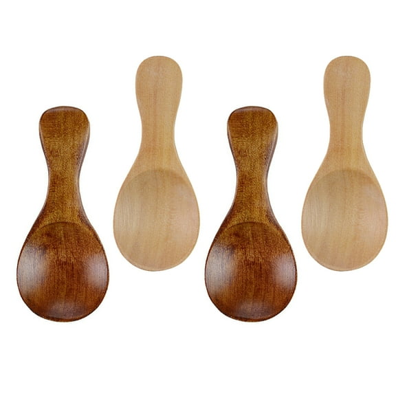 Raindrops Wood Kitchen Utensils Sauce Spoon Old Lacquer Color 4Pcs 3.14X1.49X0.24in