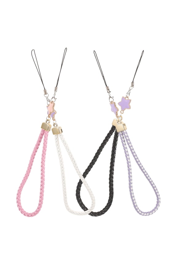 4Pcs Anti Lost Keychain Lanyard for Phone Black Strong Thread Hanging Rope Chain