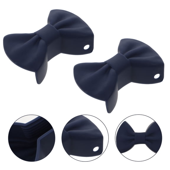 Raindrops Set of 4 Silicone Bow-Shaped Pot Holders Anti-Scalding Kitchen Gloves for Home and Cafe Use