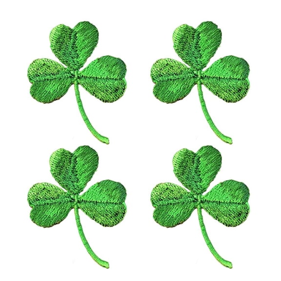 Raindrops 4-Piece Embroidered Applique Set in Green Rayon for Clothing, Accessories, and Craft Projects