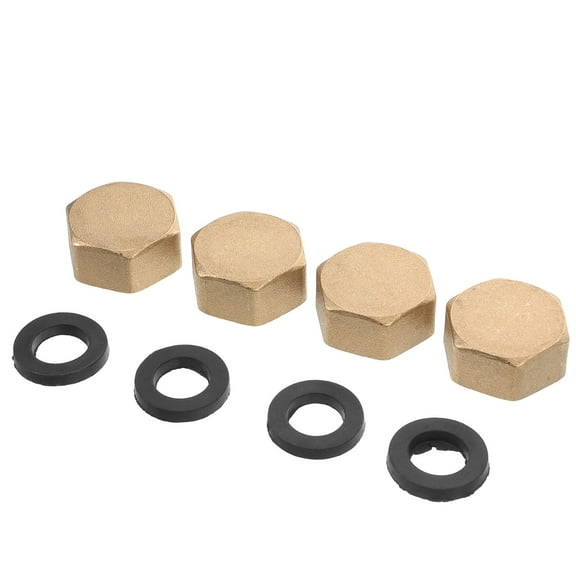 FOMIYES 4-Pack Brass Pipe Cap Plugs, Golden Brass Caps for Plumbing and Pipe Sealing