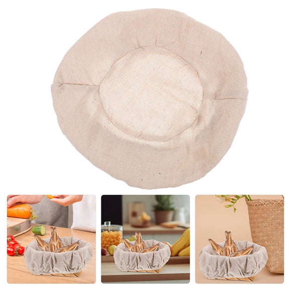 FOMIYES 4-Pack Beige Cotton Linen Bread Basket Covers for Home Baking, Proofing Dough, and Bread Storage
