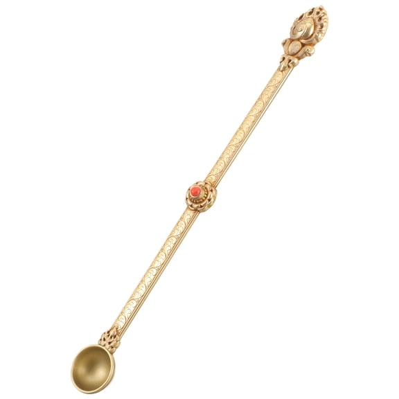 Raindrops 4pcs Brass Carved Buddha Spoon Ghee Spoon Crafted Brass Spoon Tibet Spoon