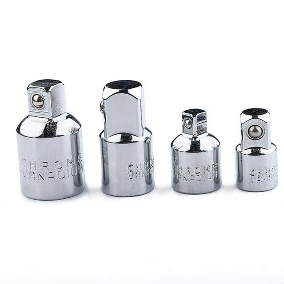 Raindrops 4pcs CVR Socket Bit Impact Driver Adapter Reducer Set Ratchet Wrenches Socket Adapter Reducer Converter Set 1/4" 3/8" 1/2" (Silver)