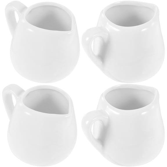 Raindrops 4-Pack Ceramic Creamer Pitchers, Multi-Functional Small Creamer Jugs with Handle for Coffee and Tea
