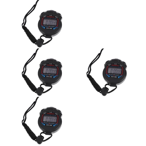 Raindrops 4pcs Digital Professional Handheld Stopwatch Sports Chronograph Timer with Alarm Feature for Kids Fitness and Referees