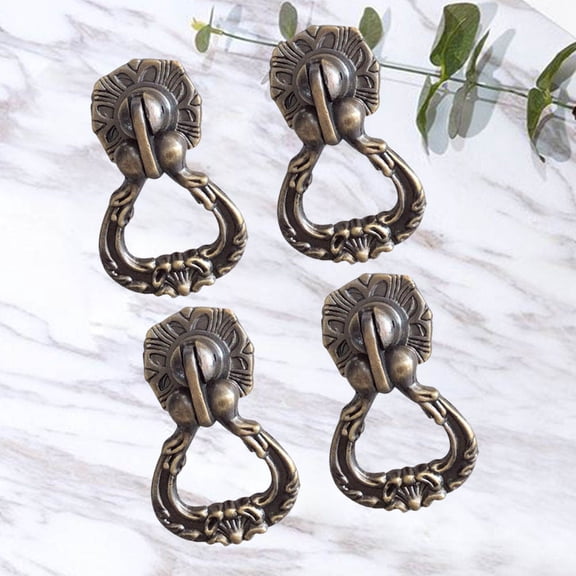 Raindrops 4-Pack Vintage Coffee Drawer Pulls, Rectangular Dresser Handles, Simple Design Furniture Hardware