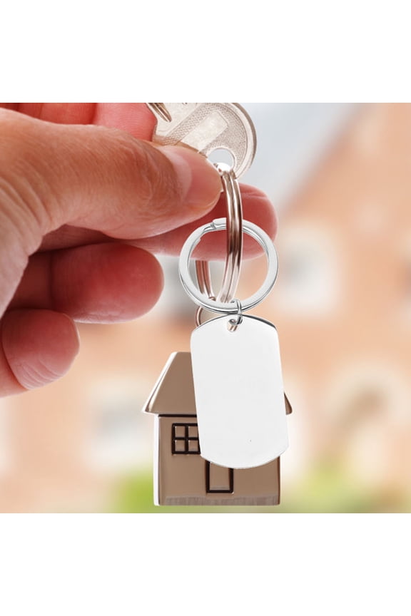 4pcs Engravable Metal Keychain Blanks Keyring Blank Dog Tags Rectangle Engraved Keychain Metal Stamping Tags for DIY Decorative Craft Tags Silver