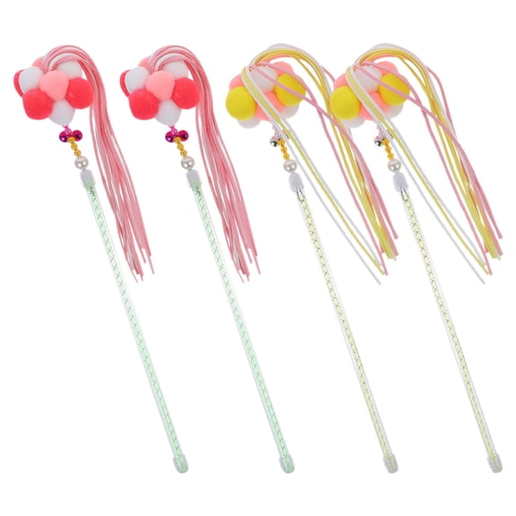 Raindrops 4pcs Funny Cats Teaser Plaything Interactive Kitten Toy Fuzzy Balls Cat Plaything Cat Supply