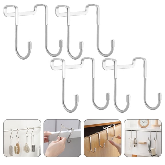 Raindrops Over Door Hook Hanger Silver Stainless Steel 4pcs Homeowners
