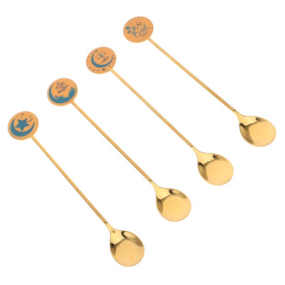 Raindrops 4Pcs Star Moon Spoons Stainless Steel Golden Stirring Coffee for Special Occasions