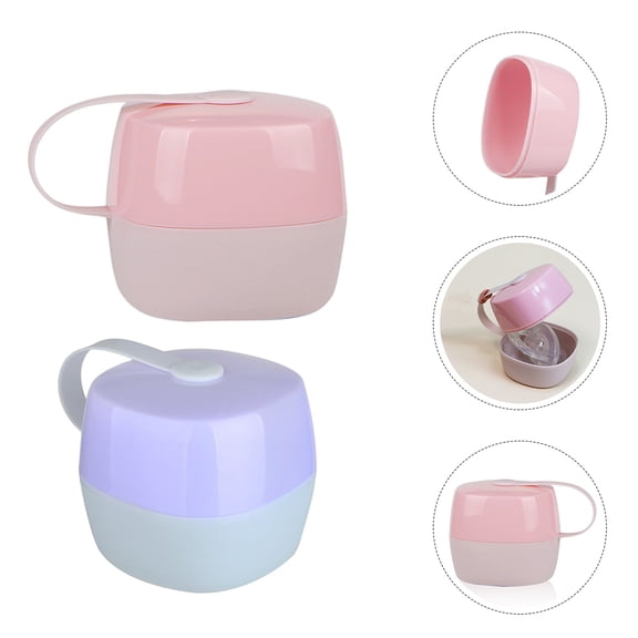 Raindrops 4pcs Pacifier Container Box Compact Design Pink for Travel Essentials
