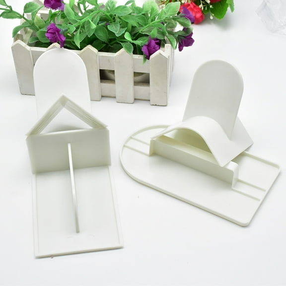 Raindrops 4Pcs White Cake Fondant Smoother Set with Corner Angles for Kitchen Use