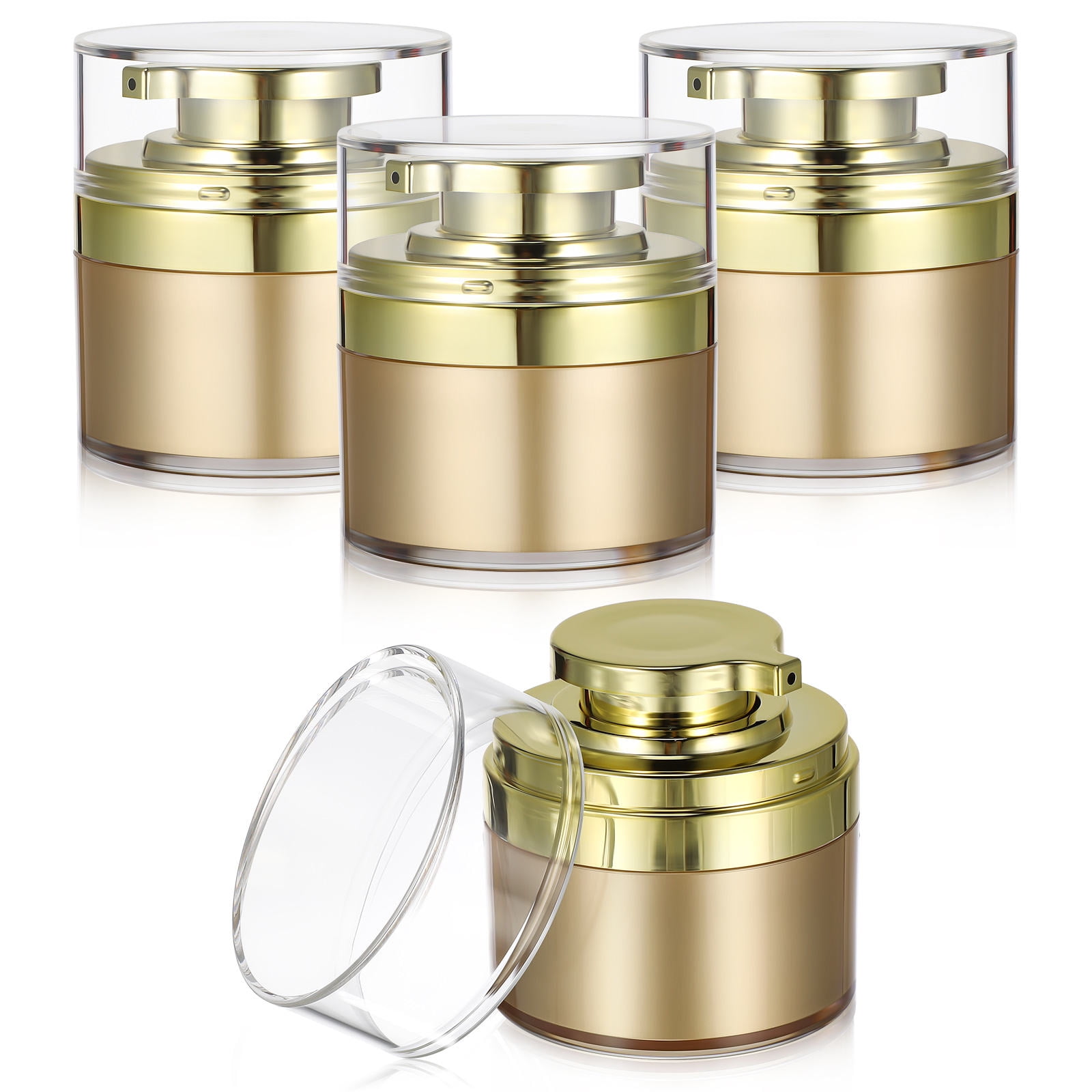 Raindrops 4-Pack 30ml Pump Jars Set, Easy Refill Travel Containers Made of Acrylic for Versatile Use