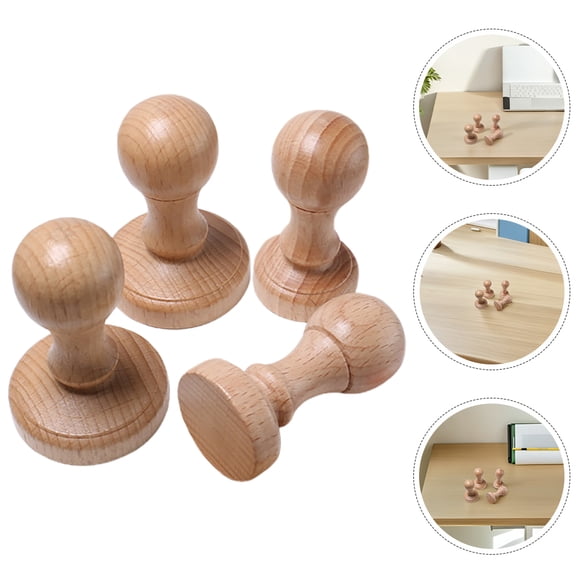FOMIYES 4-Piece Wood Stamp Handle Set in Khaki, Ideal for Classroom, Crafting, Kids and Adult Art Projects