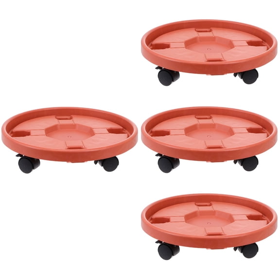 Raindrops 4pcs Round Potted Stand On Wheels Heavy Duty Flower Pot Rack On Rollers Saucer Tray Pallet with Wheels for