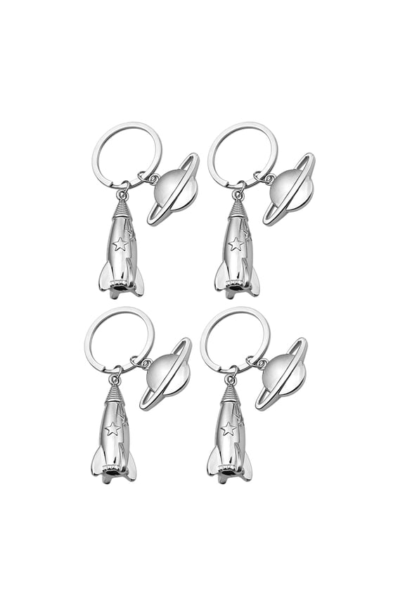 Small Novelty Keychain with Rocket Design Zinc Alloy Metal Decorative Pendant for Bags and Keys