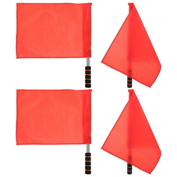 Raindrops Referee Flags Red Waving Match Hand Signal Stainless Steel Pole 4Pcs