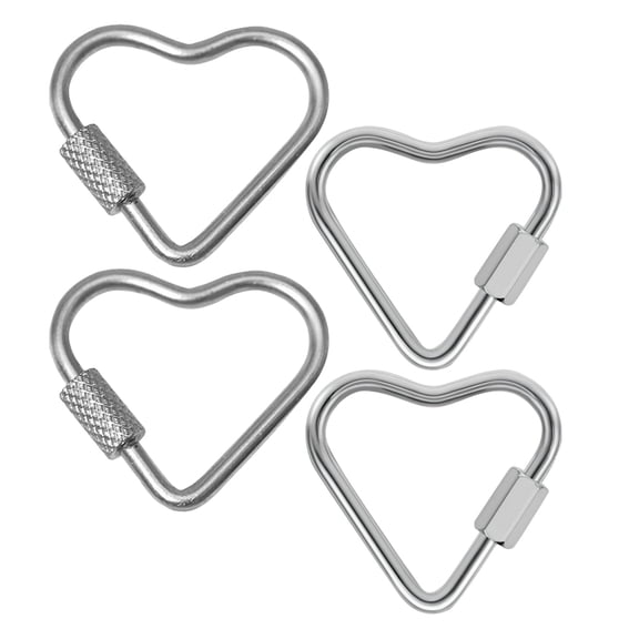 FOMIYES 4pcs Heart Shaped Carabiner Stainless Steel Clips for DIY Necklace Accessories Outdoor Activities