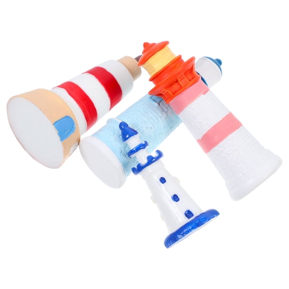 Raindrops 4pcs Tiny Lighthouse Decoration Nautical Tabletop Centerpiece Decorative Tower Ocean Beach Themed Sculpture Indoor Outdoor Coastal Decor for Party Table Assorted Color