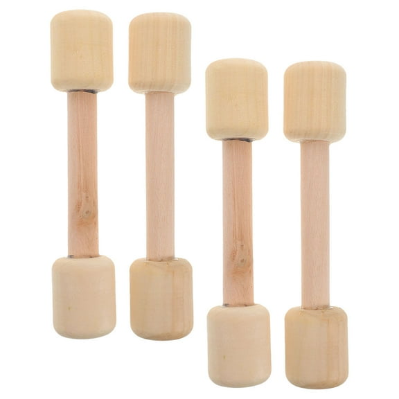 Raindrops 4pcs Toddler Wooden Toy Dumbbell Kids Workout Dumbbell Wooden Exercise Weights Pretend Play Equipment Kids Weight Lifting Set