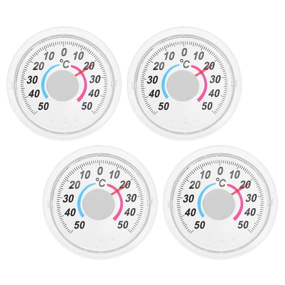 Raindrops 4pcs Wall Temperature Gauge Simple Temperature Sensor Round Plastic Accurate Readings for Indoor and Outdoor Monitoring Suitable for Home Garden and Office
