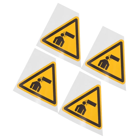 Raindrops 4pcs Sign Caution Stickers PVC Yellow Safety for Workers in Machine Shops