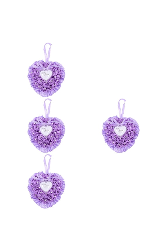 4pcs Wedding Ring Pillow Wedding Supplies Roses Ring Pillow Wedding Ring Storage Box