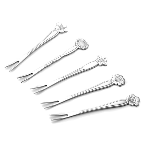 FOMIYES 5-Piece Stainless Steel Dessert and Tasting Fork Set, Plated Stylish Tableware for Bar, Cafe, and Home Use