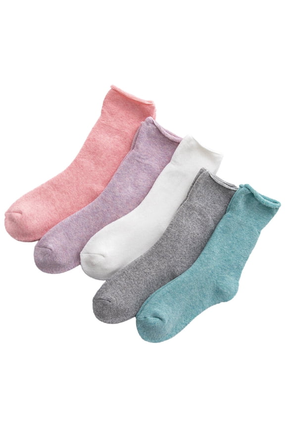 5 Pairs Women's Cotton Mid-Calf Socks Warm Quick Dry Soft Comfortable Winter Socks