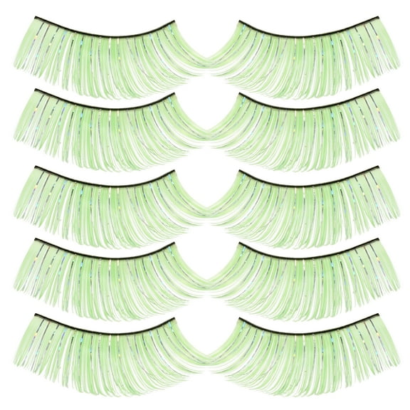 Raindrops 5 Pairs Long Thick Dramatic False Eyelashes Green