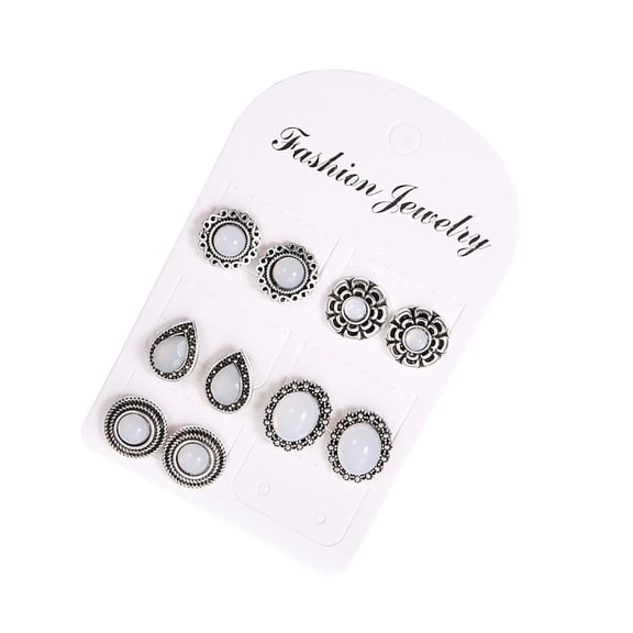 Raindrops 5-Pair Earrings Set for Women, Vintage Boho Lightweight Dangle Jewelry Accessories Collection