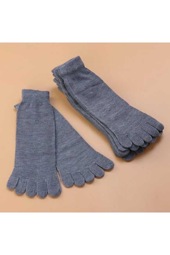 5 Pairs Toe Separator Socks for Men in Light Grey Cotton Material with Five Finger Design