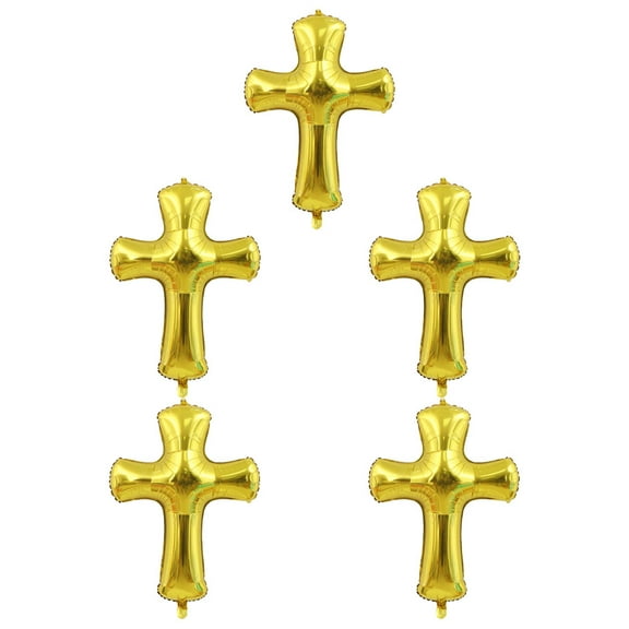 CRILSTYLEO Congrats Balloons Cross Shaped Aluminum Foil Balloons Golden 5Pcs