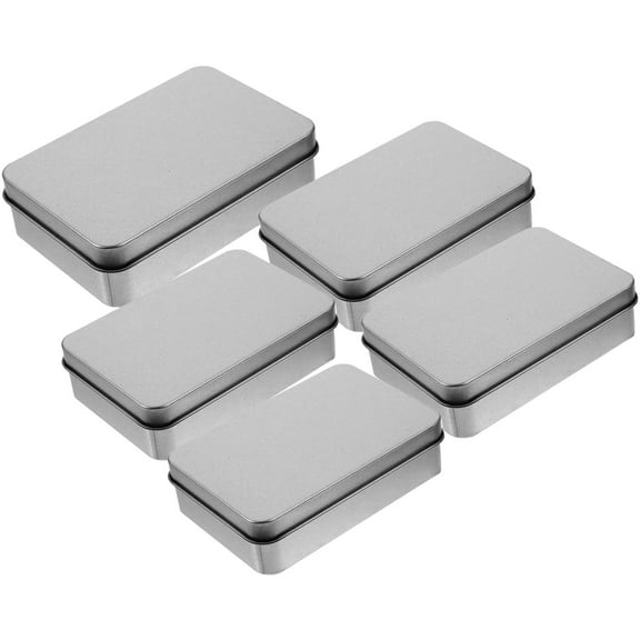 Raindrops Storage Tins Tinplate Storage Box Silver 5pcs