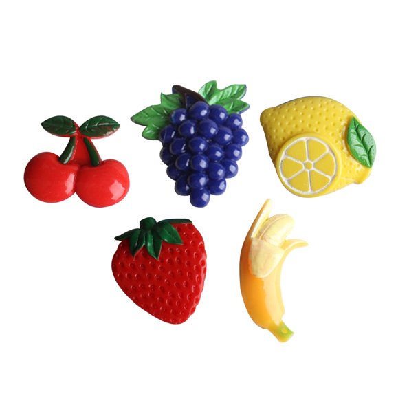 5pcs Fruit Shaped Fridge Magnet Stickers Office Resin Magnets Strawberry Cherry Random Pattern