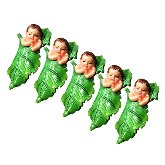 Raindrops 5 Pcs Mini Gnome Decor Flower Fairy Statue Baby 4.80X2.50X1.50CM Green