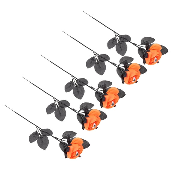 Raindrops 5-Piece Orange Rose Artificial Flower Set for Fall Home Decor and Party Decorations