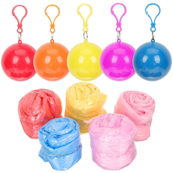 Raindrops  5 Pcs Raincoats Waterproof Lightweight with Hood Yellow Foldable Rain-wears Man